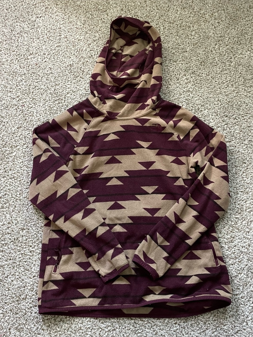 The North Face Glacier Alpine Fleece Hoodie Aztec Geometric Pattern Womens Large